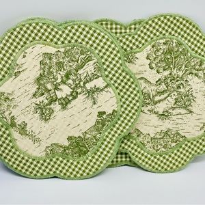 Six hot plate mats or dish mats.  Sheep and British country scene.